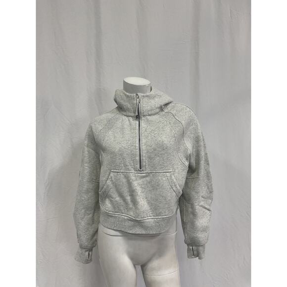 Lululemon 'Scuba' Grey Cotton Oversized Half-Zip Hoodie Size XS / S - Picture 2 of 4